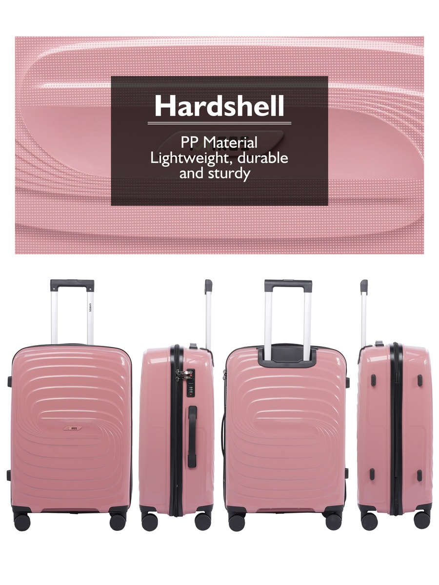 20inch Luggage with Anti-Theft Zipper | Polypropylene(PP) Material | Lightweight | TSA Lock | 360, 4-Wheels | Telescopic Handle | Tough Suitcase for Travel KTR-701-20-Rose Gold