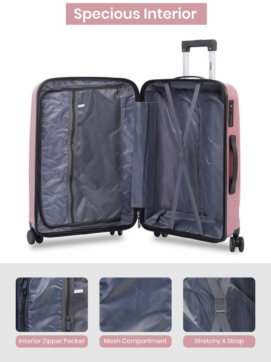 20inch Luggage with Anti-Theft Zipper | Polypropylene(PP) Material | Lightweight | TSA Lock | 360, 4-Wheels | Telescopic Handle | Tough Suitcase for Travel KTR-701-20-Rose Gold