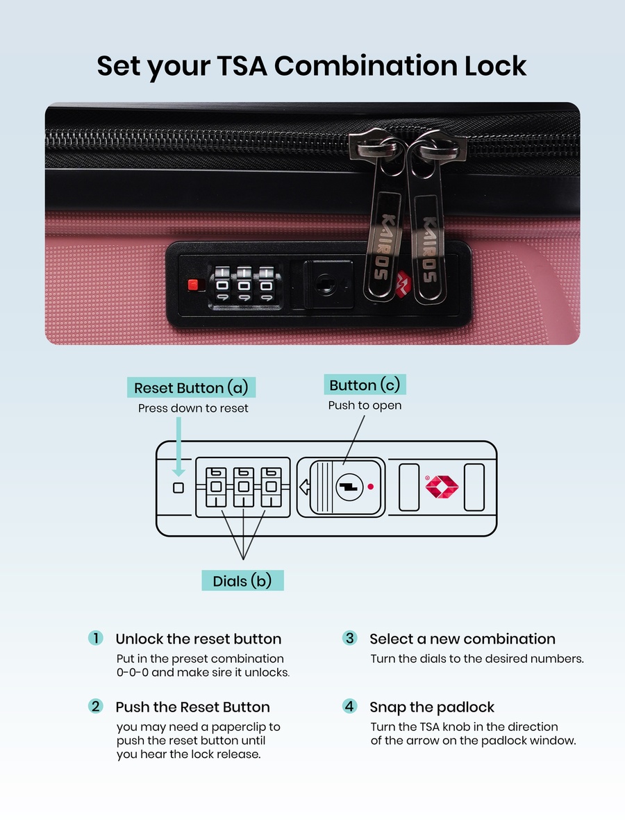 20inch Luggage with Anti-Theft Zipper | Polypropylene(PP) Material | Lightweight | TSA Lock | 360, 4-Wheels | Telescopic Handle | Tough Suitcase for Travel KTR-701-20-Rose Gold