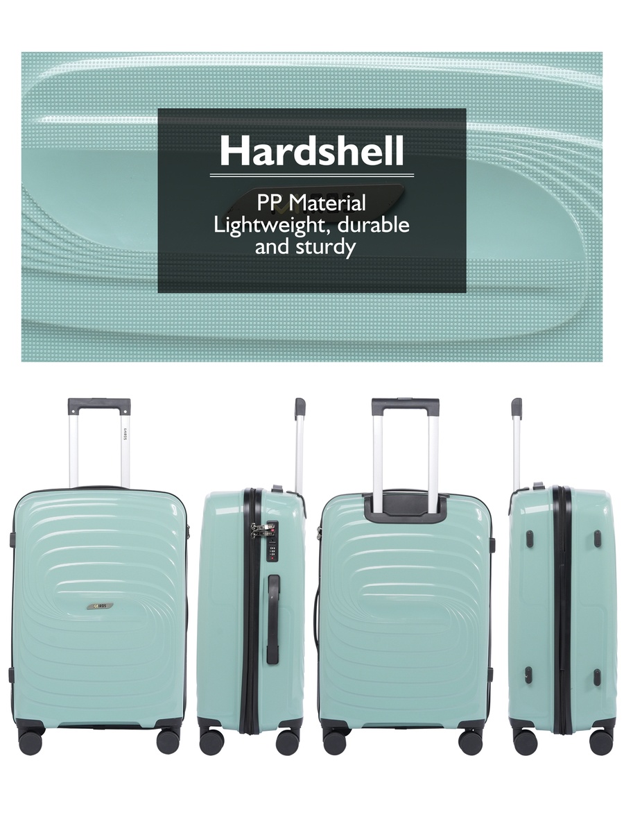 24inch Luggage with Anti-Theft Zipper | Polypropylene(PP) Material | Lightweight | TSA Lock | 360, 4-Wheels | Telescopic Handle | Tough Suitcase for Travel KTR-701-24-Green