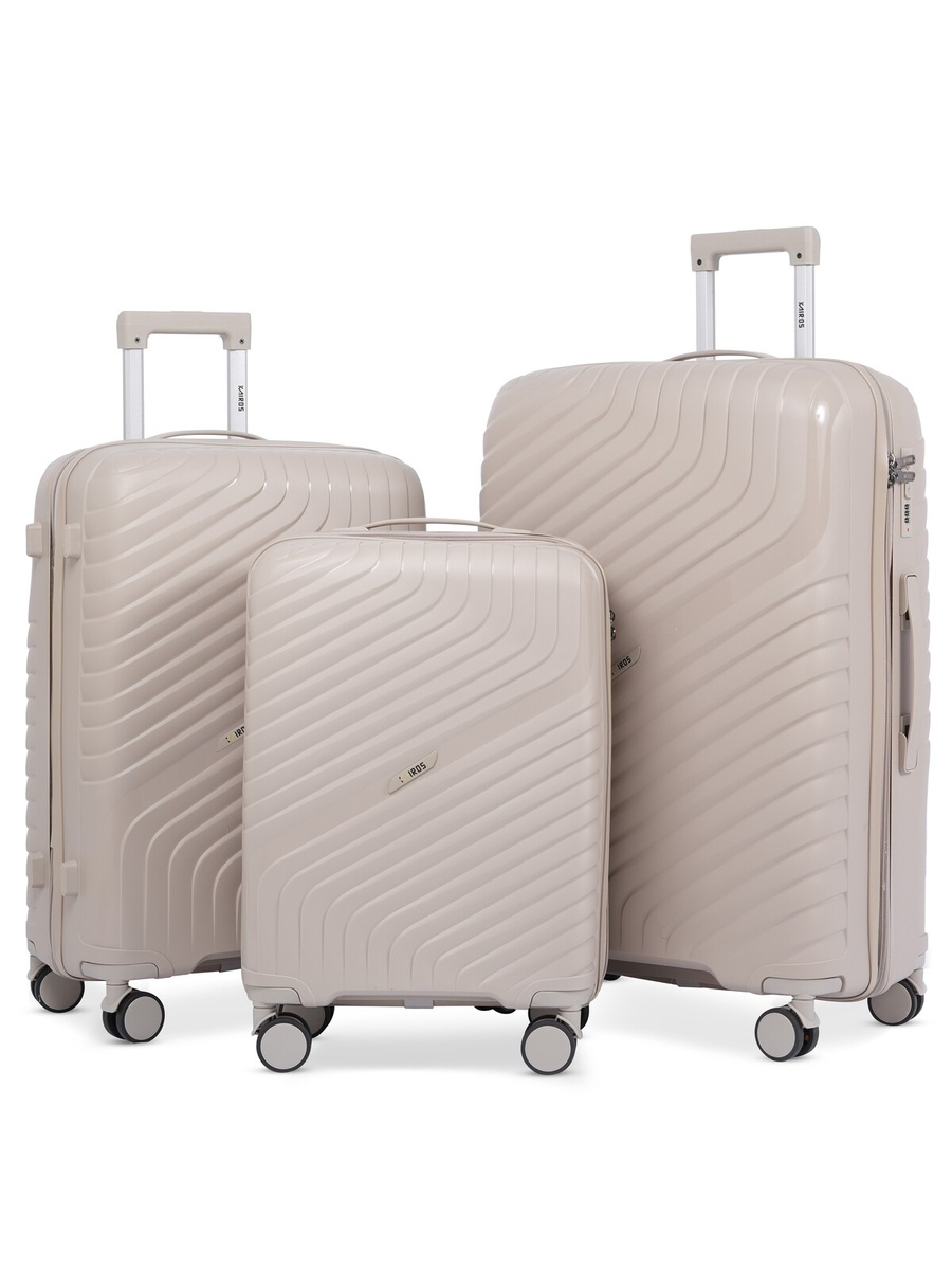 3-Piece Luggage Set - 20inch/24inch/28inch with Anti-Theft Zipper | Polypropylene(PP) Material | Lightweight | TSA Lock | 360, 4-Wheels | Telescopic Handle | Tough Suitcase for Travel KTR-700-Khaki