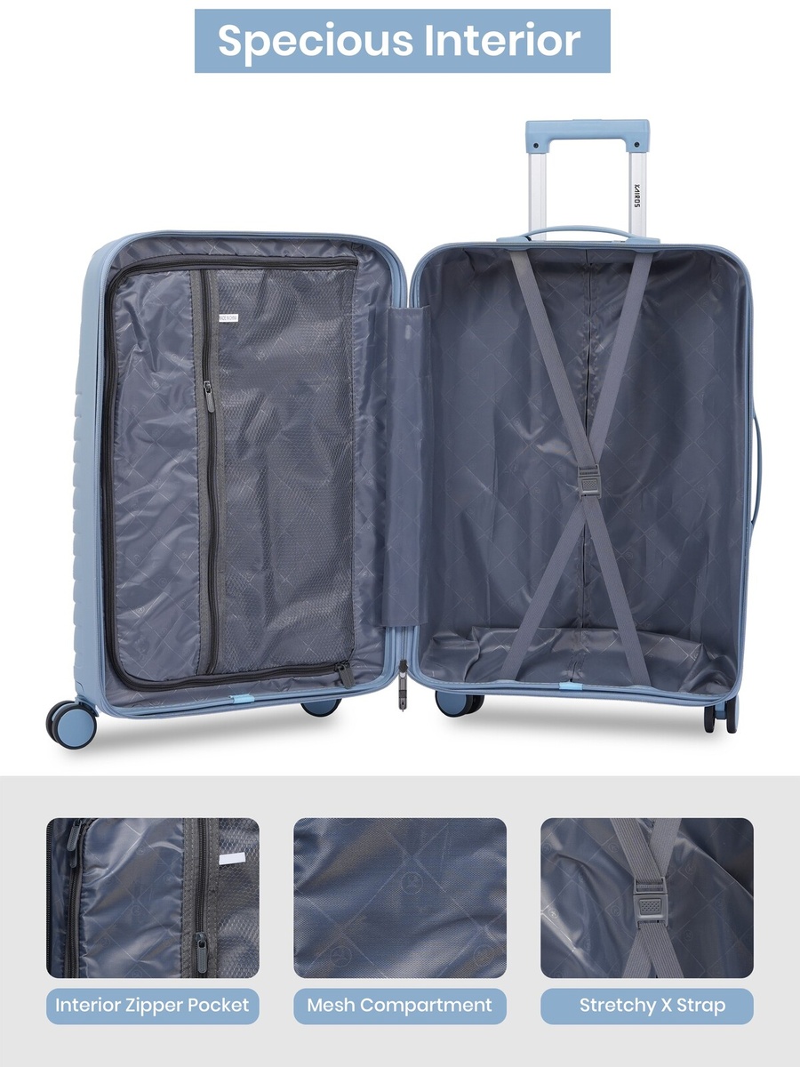 24inch Luggage with Anti-Theft Zipper | Polypropylene(PP) Material | Lightweight | TSA Lock | 360, 4-Wheels | Telescopic Handle | Tough Suitcase for Travel KTR-700-24-Blue