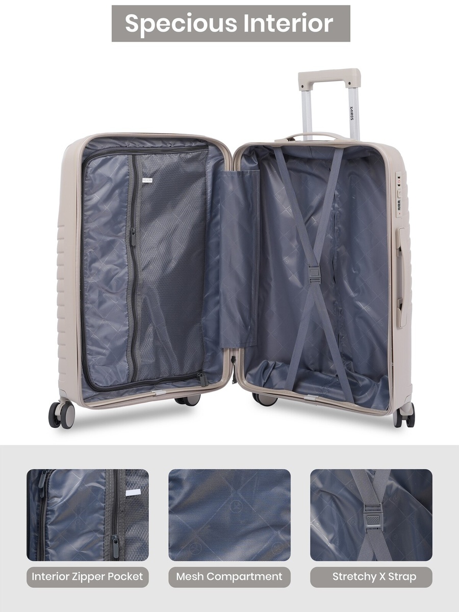 28inch Luggage with Anti-Theft Zipper | Polypropylene(PP) Material | Lightweight | TSA Lock | 360, 4-Wheels | Telescopic Handle | Tough Suitcase for Travel KTR-700-28-Khaki