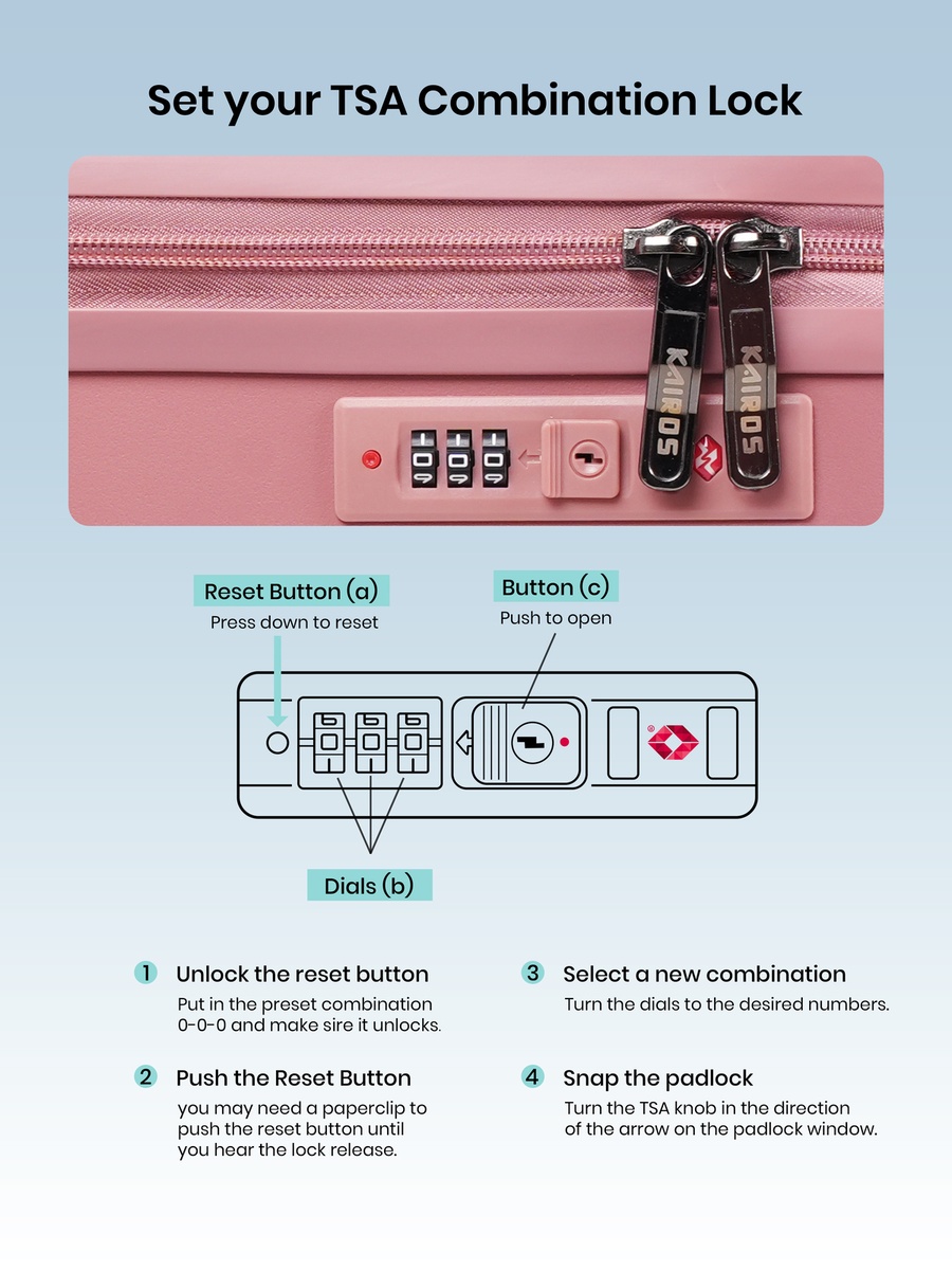 28inch Luggage with Anti-Theft Zipper | Polypropylene(PP) Material | Lightweight | TSA Lock | 360, 4-Wheels | Telescopic Handle | Tough Suitcase for Travel KTR-700-28-Rose Gold
