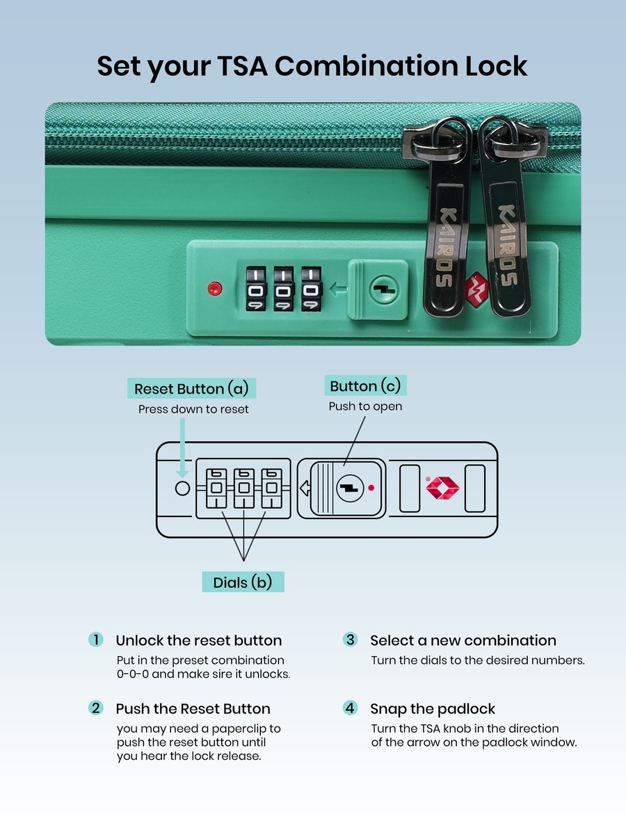 28inch Luggage with Anti-Theft Zipper | Polypropylene(PP) Material | Lightweight | TSA Lock | 360, 4-Wheels | Telescopic Handle | Tough Suitcase for Travel KTR-700-28-Green