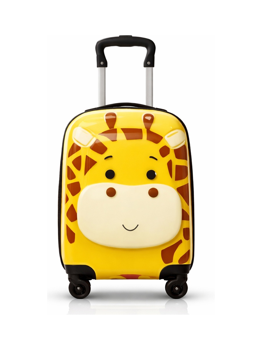 Kids Polycarbonate Trolley Cabin Bag - Durable, Lightweight, Fun & Travel 16 inches Suitcase Yellow Jiraaf