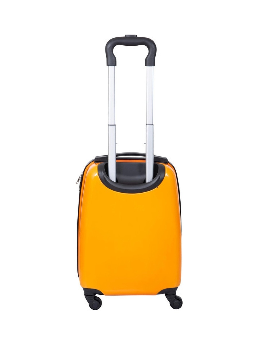 Kids Polycarbonate Trolley Cabin Bag - Durable, Lightweight, Fun & Travel 16 inches Suitcase Orange Smile