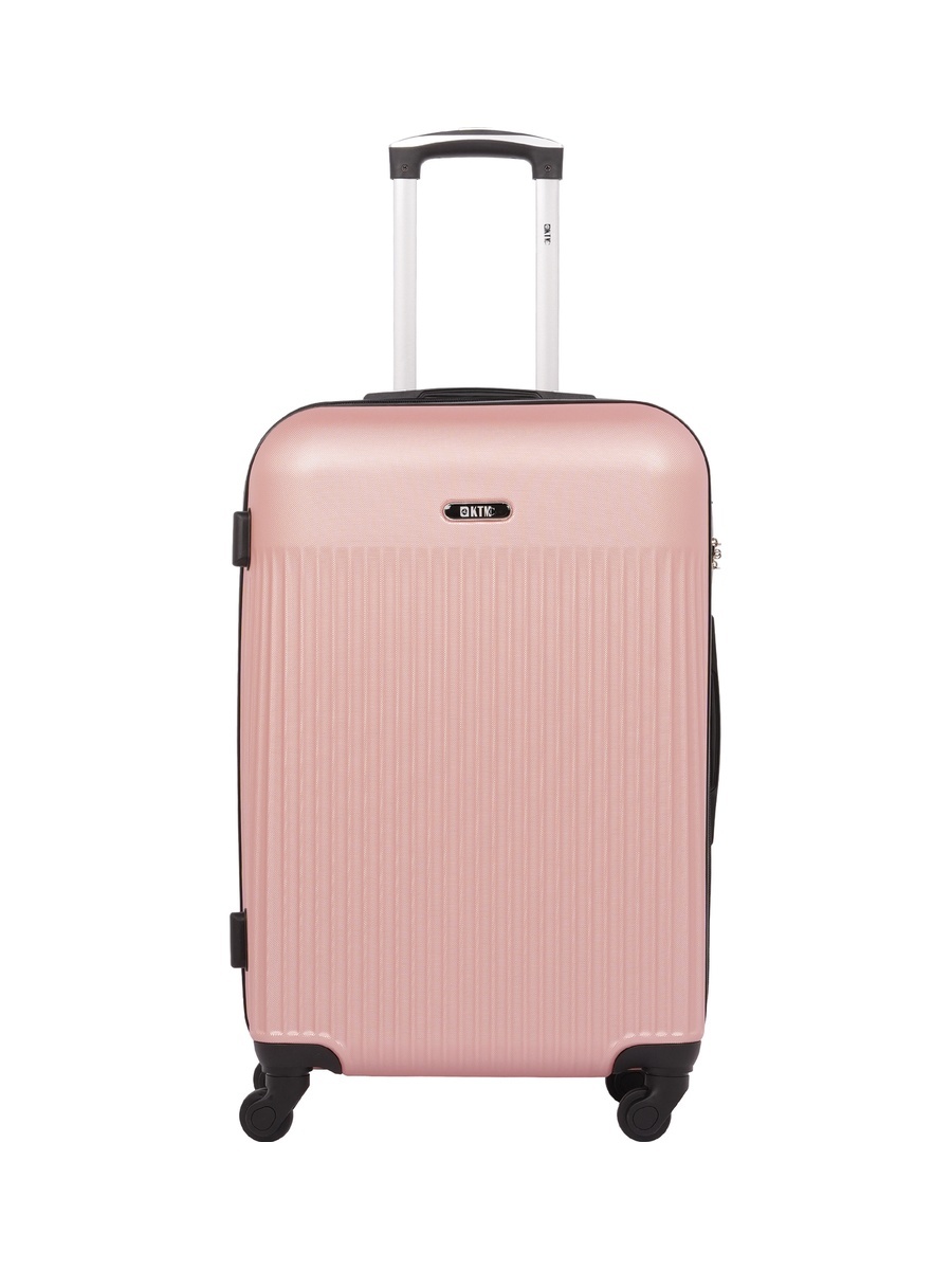 3-Piece Hardside Luggage Set, 20/ 24/ 28 inch ABS Spinner Trolley Bags with Combination Lock, KTMC9198- Rose Gold