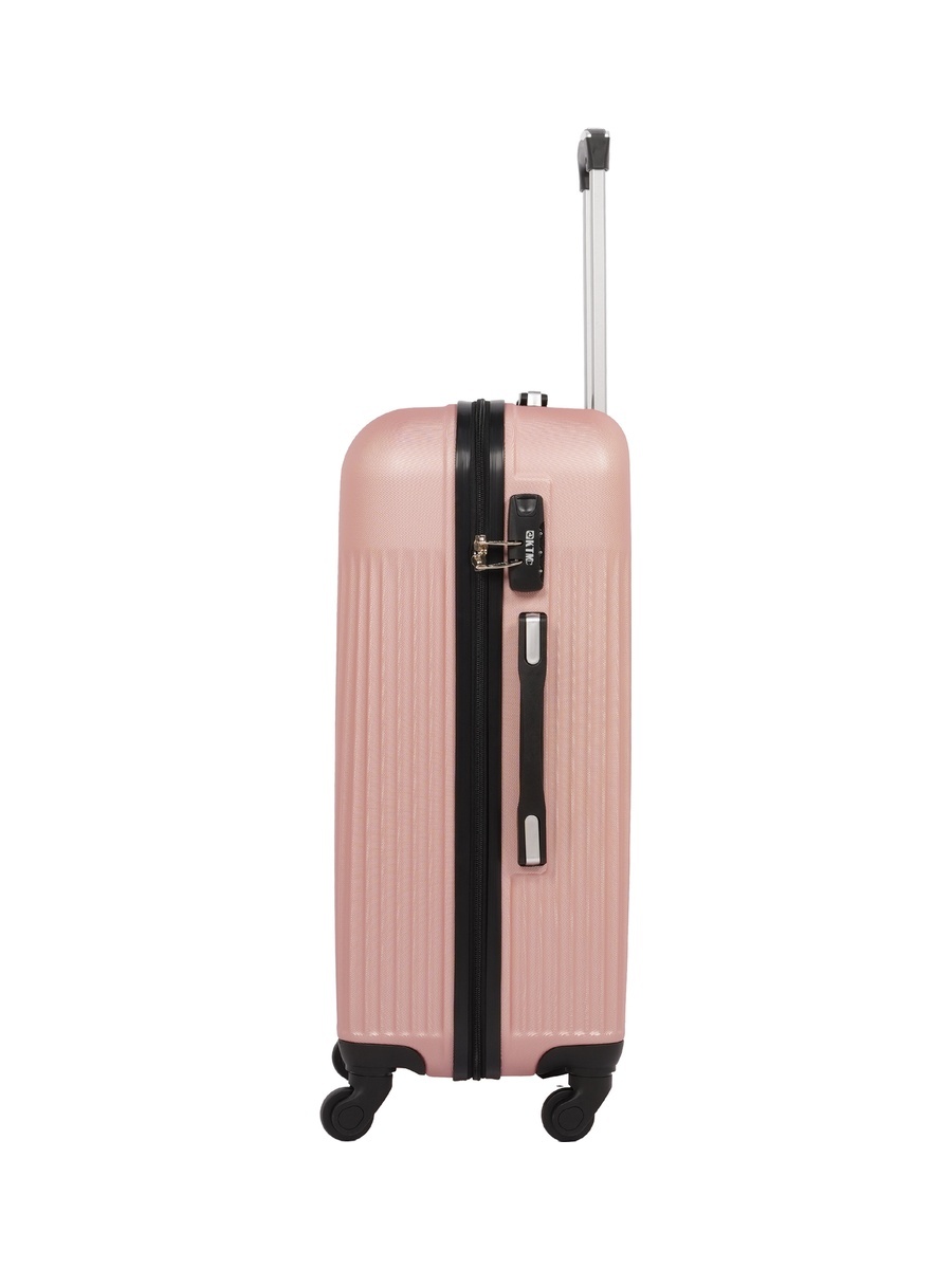 3-Piece Hardside Luggage Set, 20/ 24/ 28 inch ABS Spinner Trolley Bags with Combination Lock, KTMC9198- Rose Gold