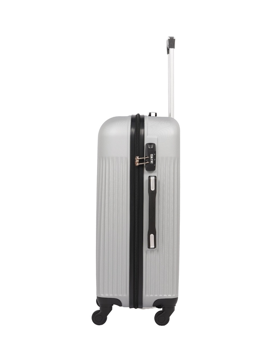 3-Piece Hardside Luggage Set, 20/ 24/ 28 inch ABS Spinner Trolley Bags with Combination Lock, KTMC9198- Silver