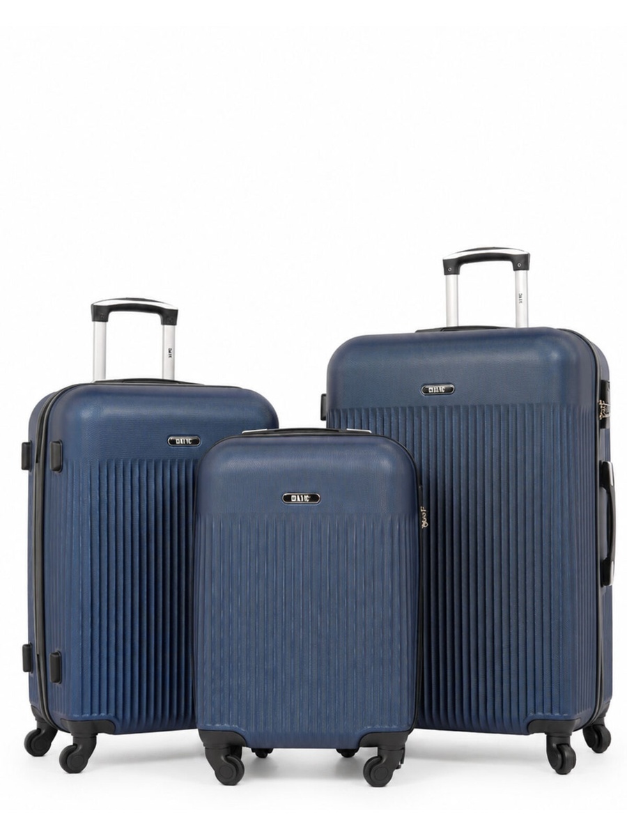 3-Piece Hardside Luggage Set, 20/ 24/ 28 inch ABS Spinner Trolley Bags with Combination Lock, KTMC9198- Navy