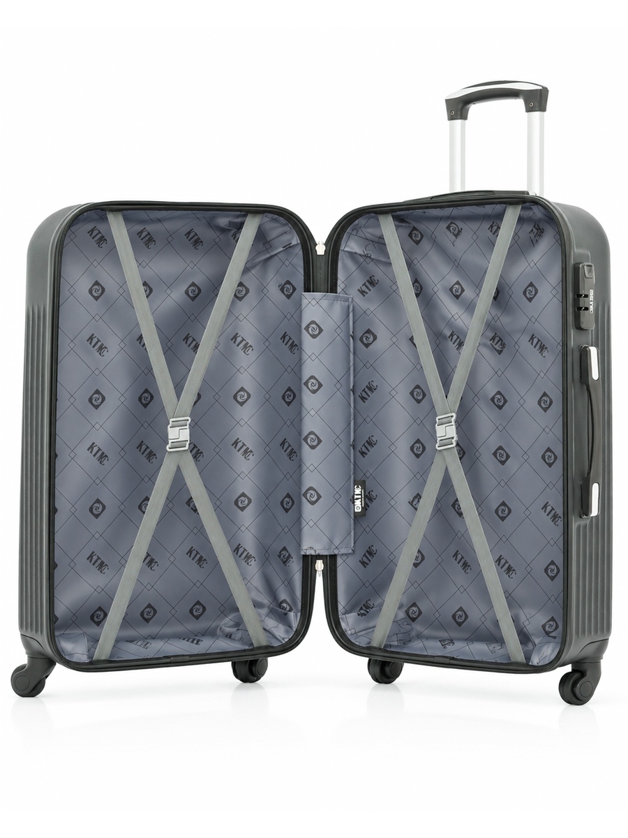 3-Piece Hardside Luggage Set, 20/ 24/ 28 inch ABS Spinner Trolley Bags with Combination Lock, KTMC-9199- Blackish Green