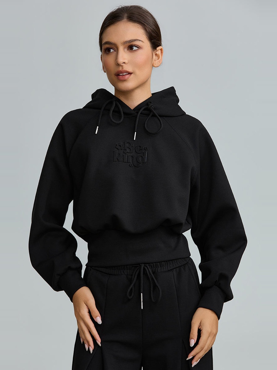 Cropped Hoodie With Embossed Logo