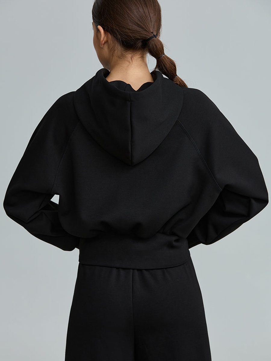 Cropped Hoodie With Embossed Logo