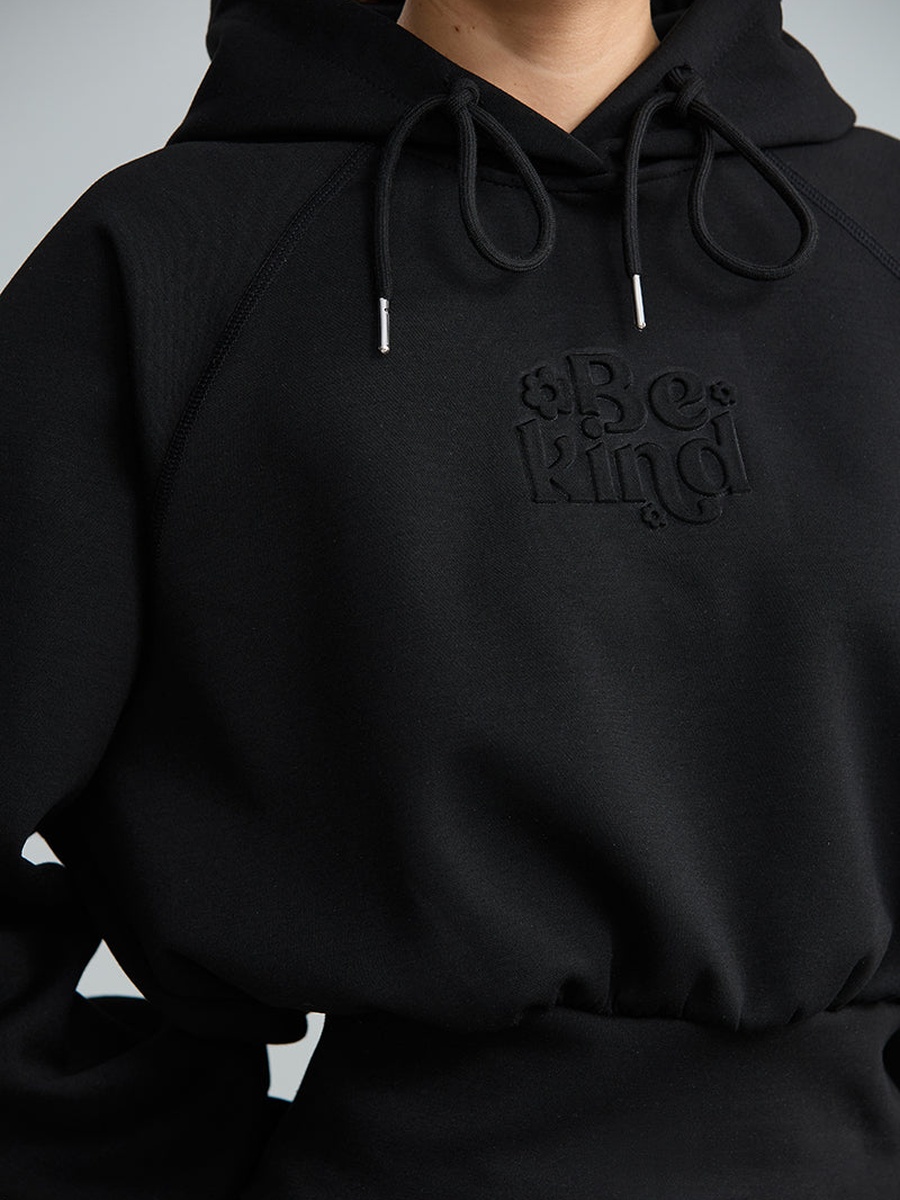 Cropped Hoodie With Embossed Logo