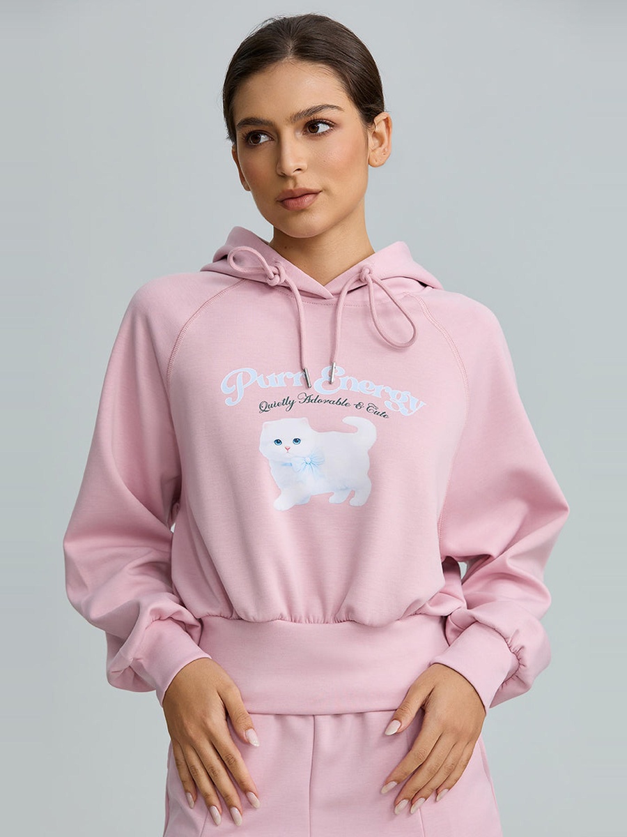 Cropped Hoodie With Embossed Logo