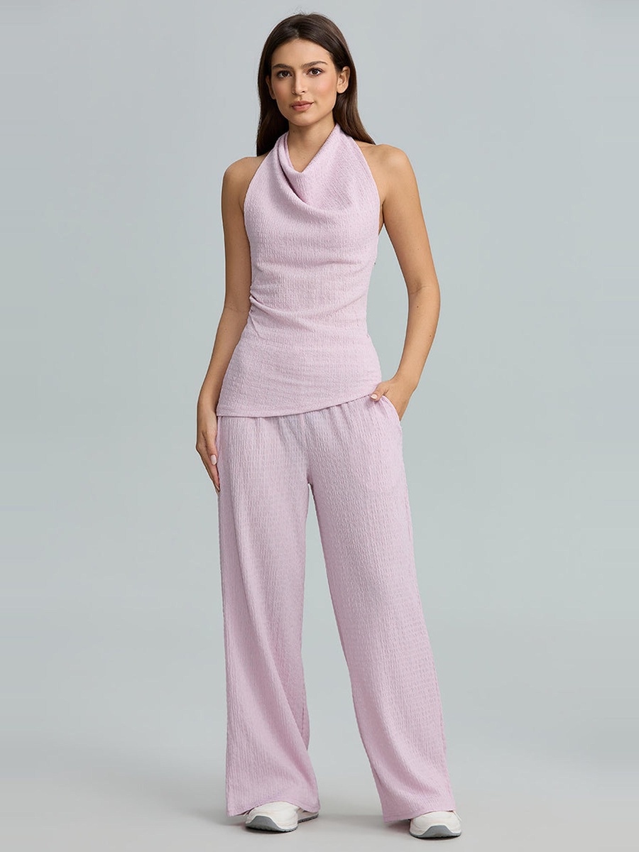 Textured Wide Leg Pants