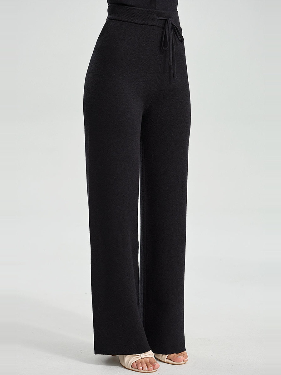 Wide Leg Knit Drawstring Pants