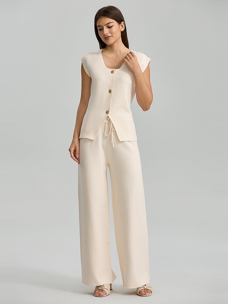 Wide Leg Knit Drawstring Pants