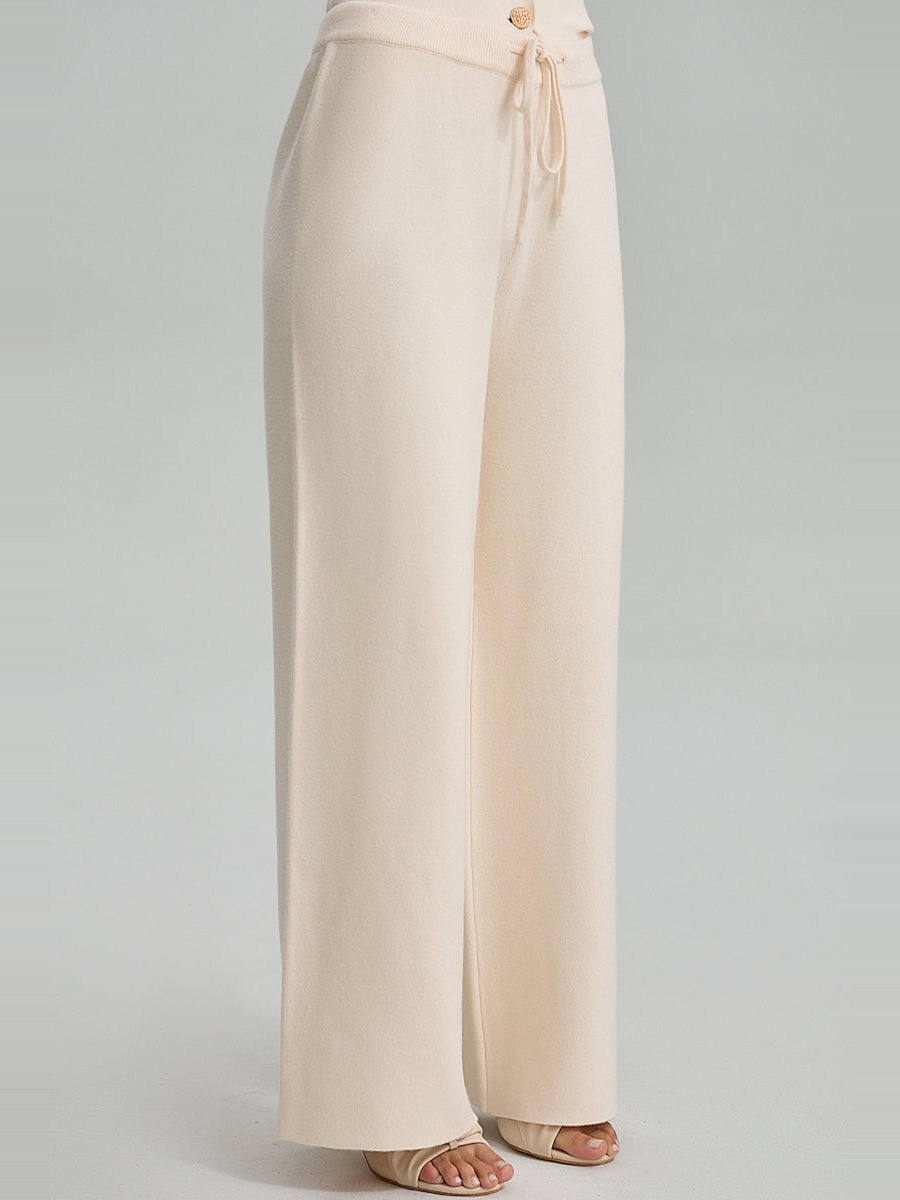Wide Leg Knit Drawstring Pants