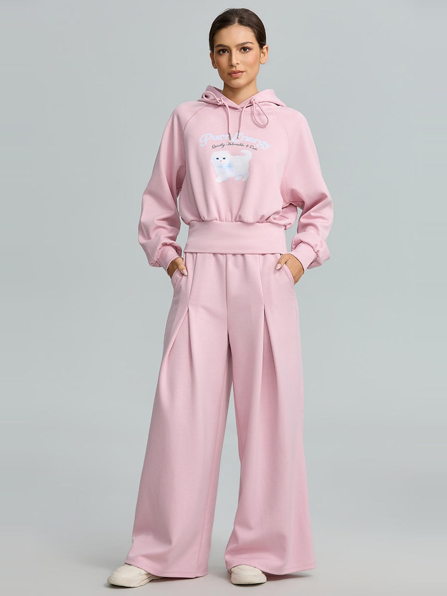 Wide Leg Pants With Front Pleats