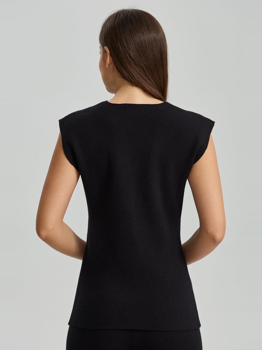 Sleeveless Button Front Knit Vest