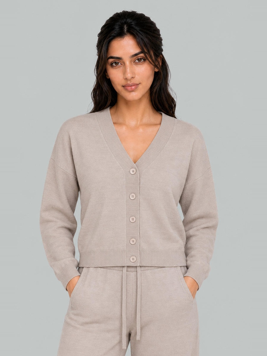 V-Neck Button-Front Cardigan