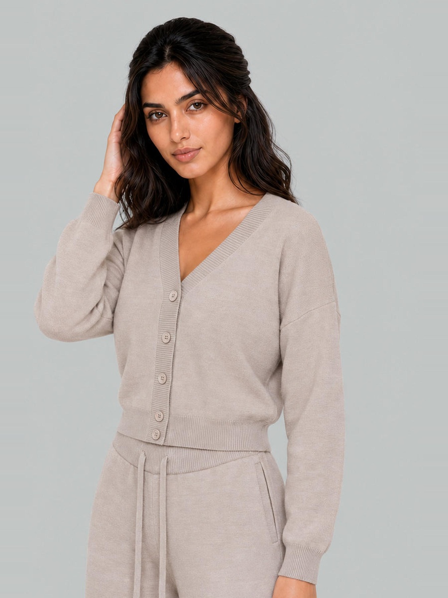 V-Neck Button-Front Cardigan