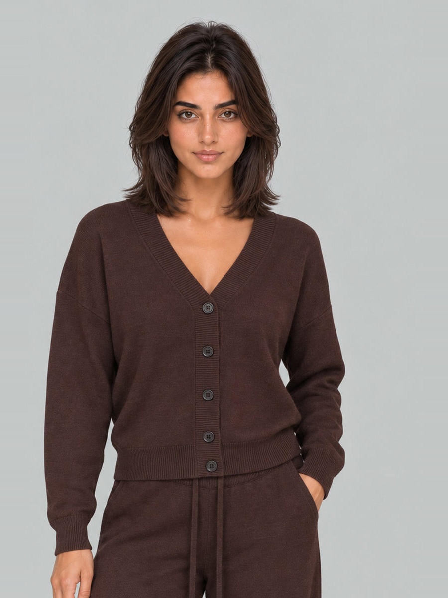 V-Neck Button-Front Cardigan
