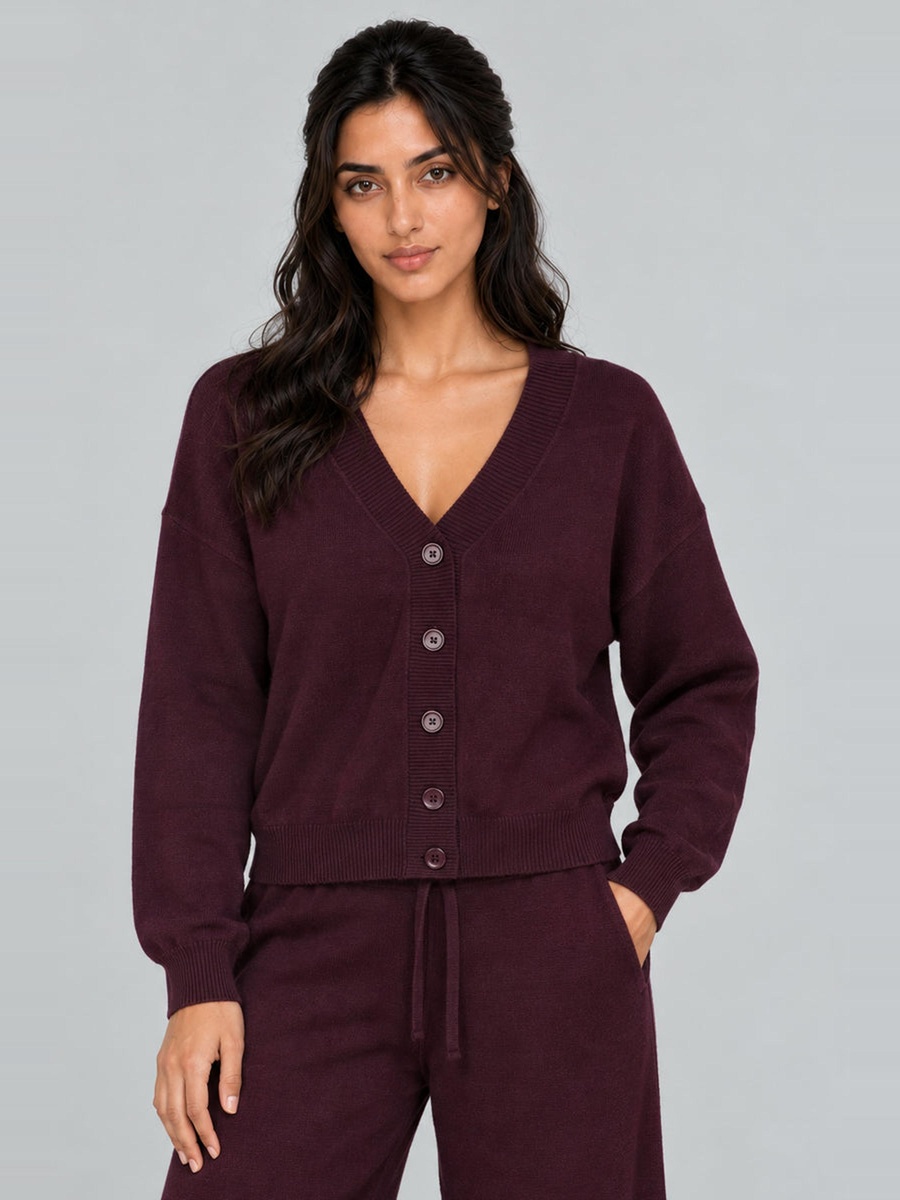 V-Neck Button-Front Cardigan