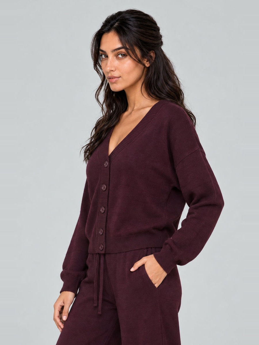 V-Neck Button-Front Cardigan