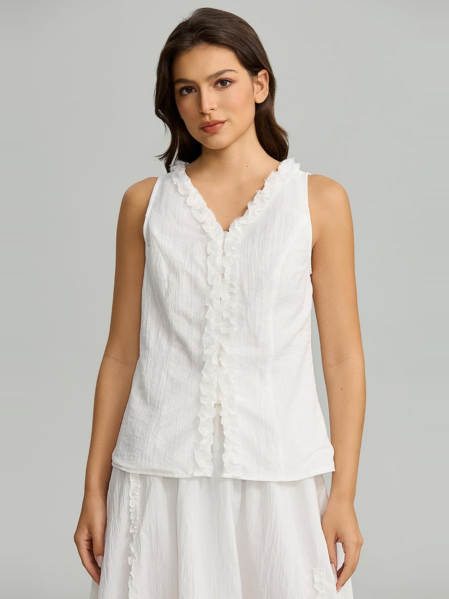 Sleeveless Ruffled Blouse