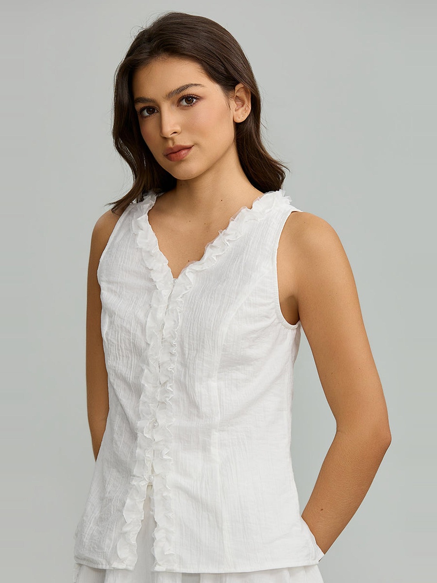 Sleeveless Ruffled Blouse