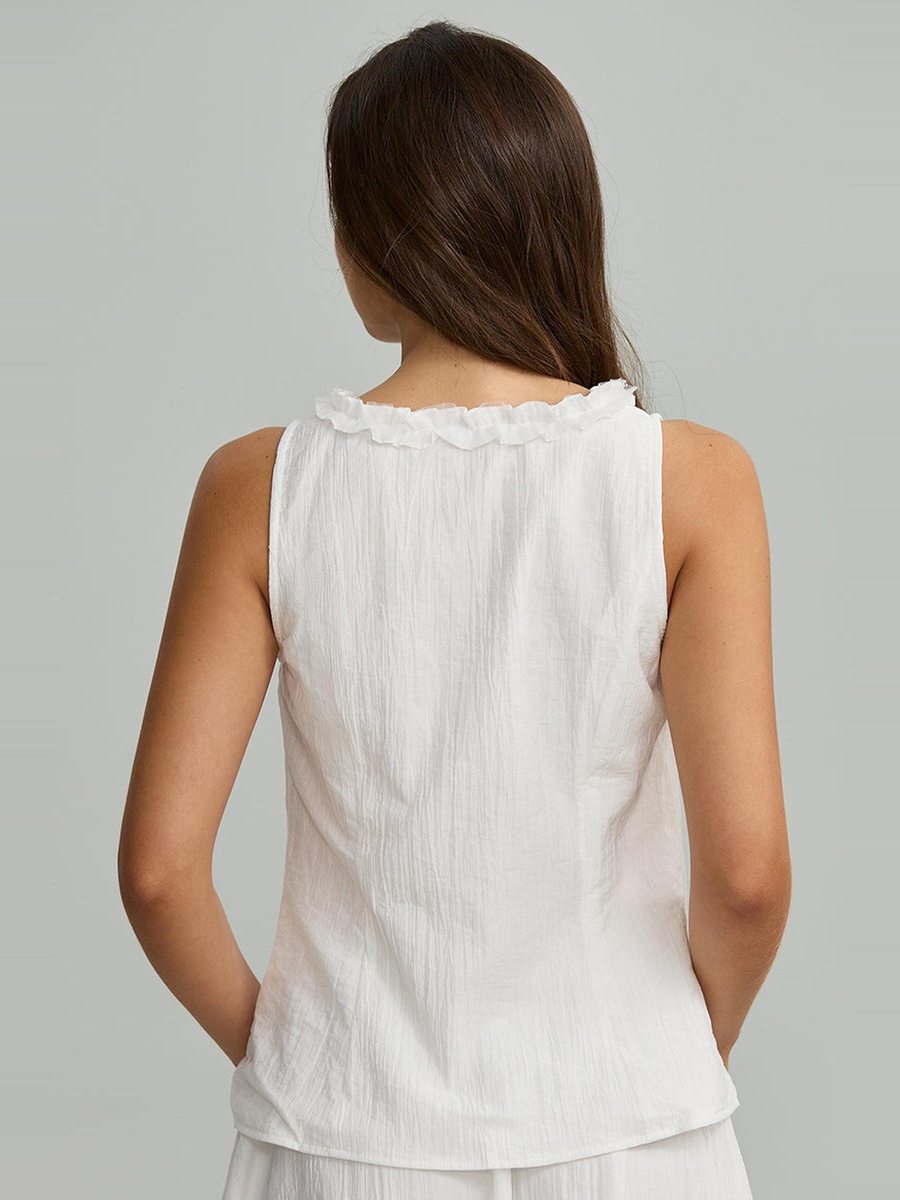 Sleeveless Ruffled Blouse