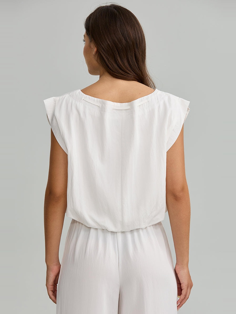 Sleeveless Tie Neck Blouson Top