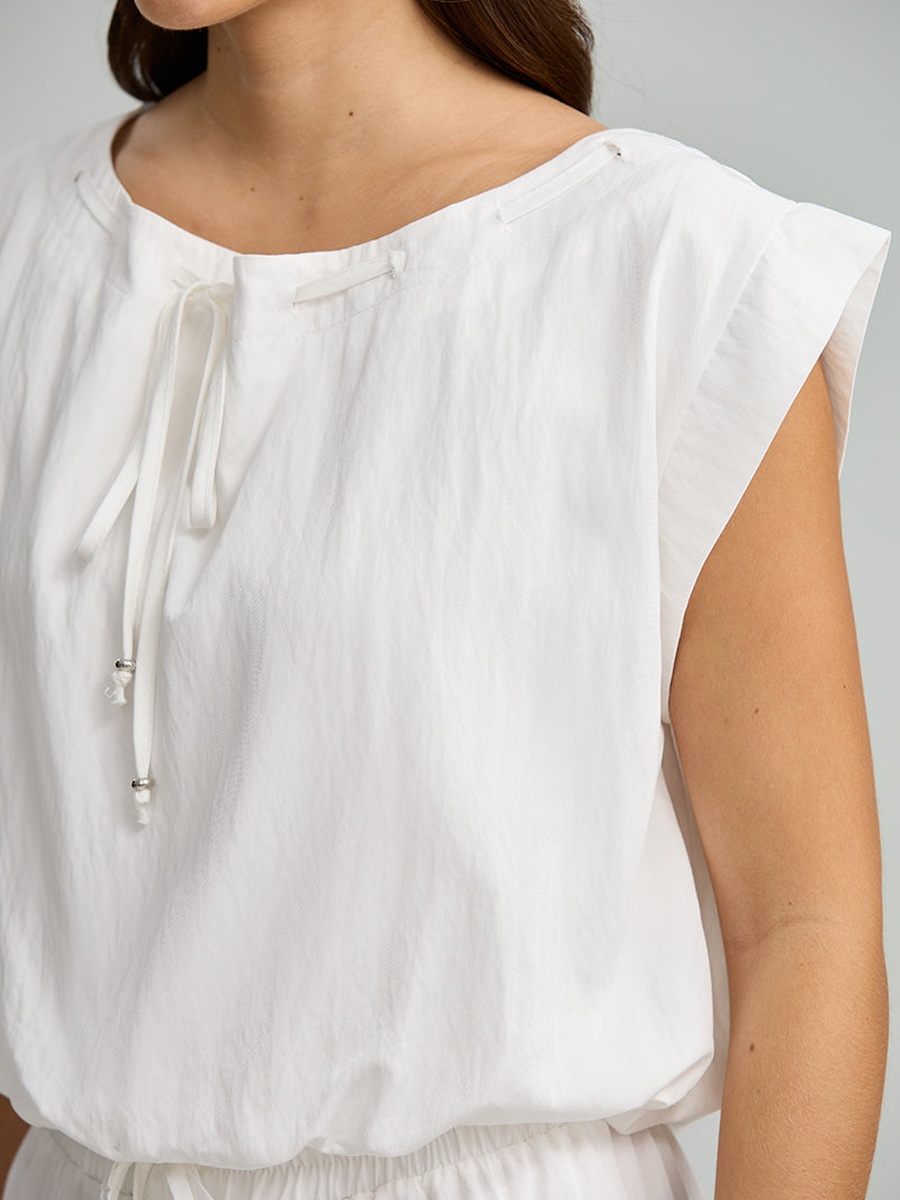 Sleeveless Tie Neck Blouson Top