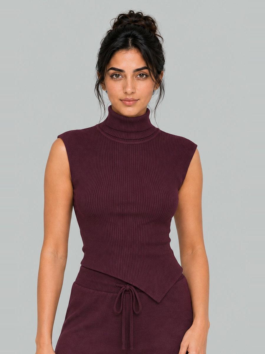 Sleeveless Turtleneck Knit Top