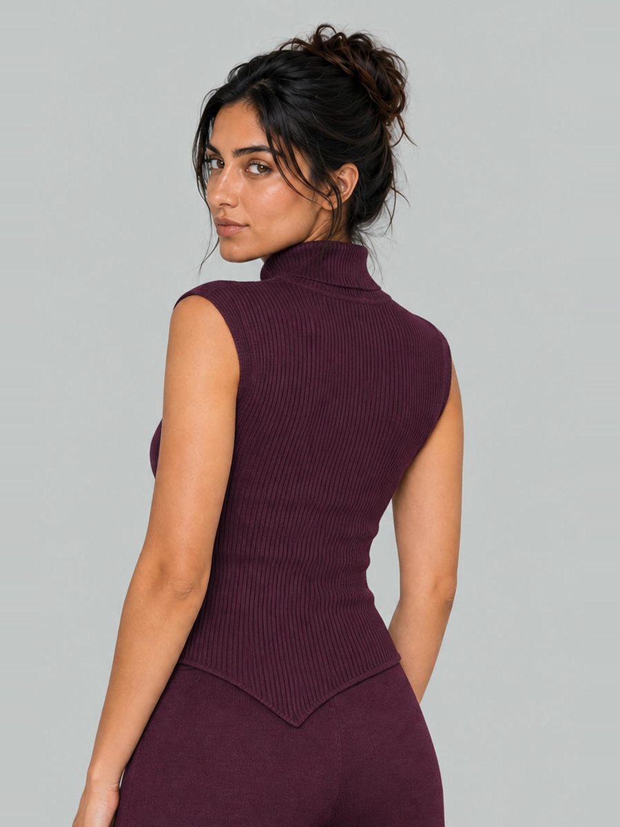 Sleeveless Turtleneck Knit Top