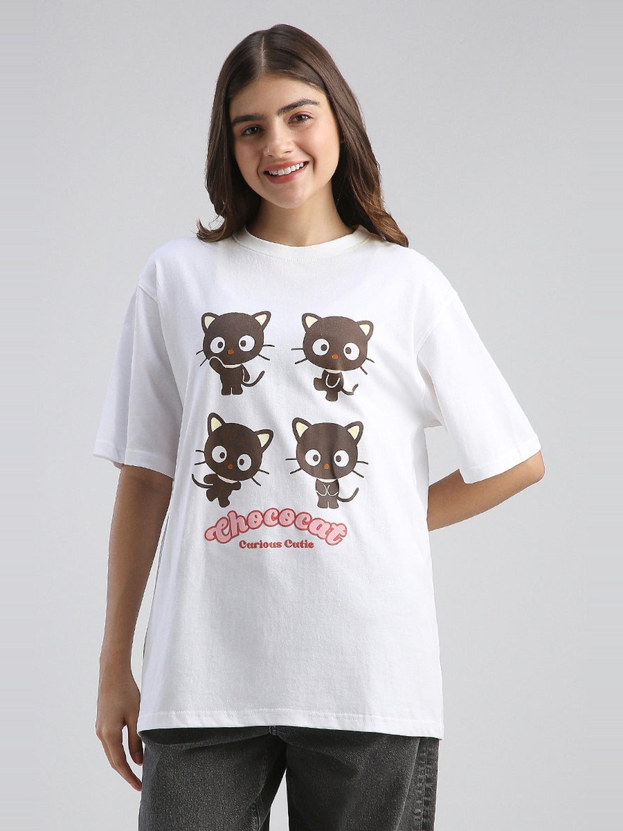 Cute Cat Print Oversized Tshirt