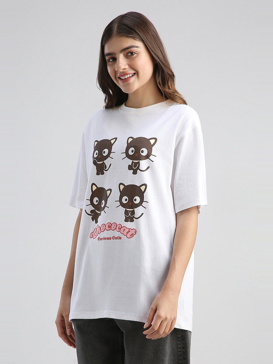 Cute Cat Print Oversized Tshirt