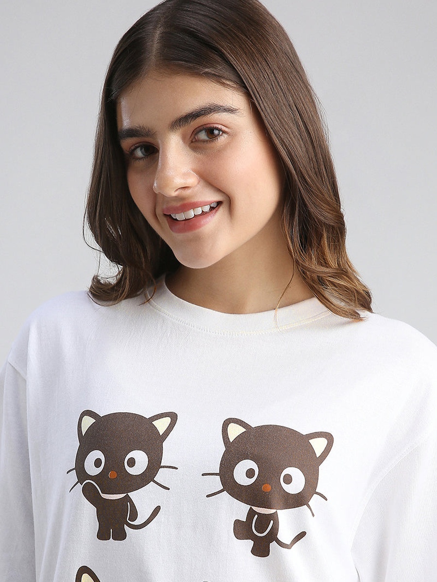 Cute Cat Print Oversized Tshirt