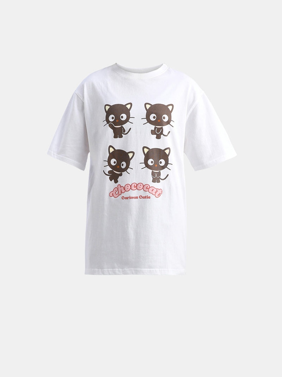 Cute Cat Print Oversized Tshirt