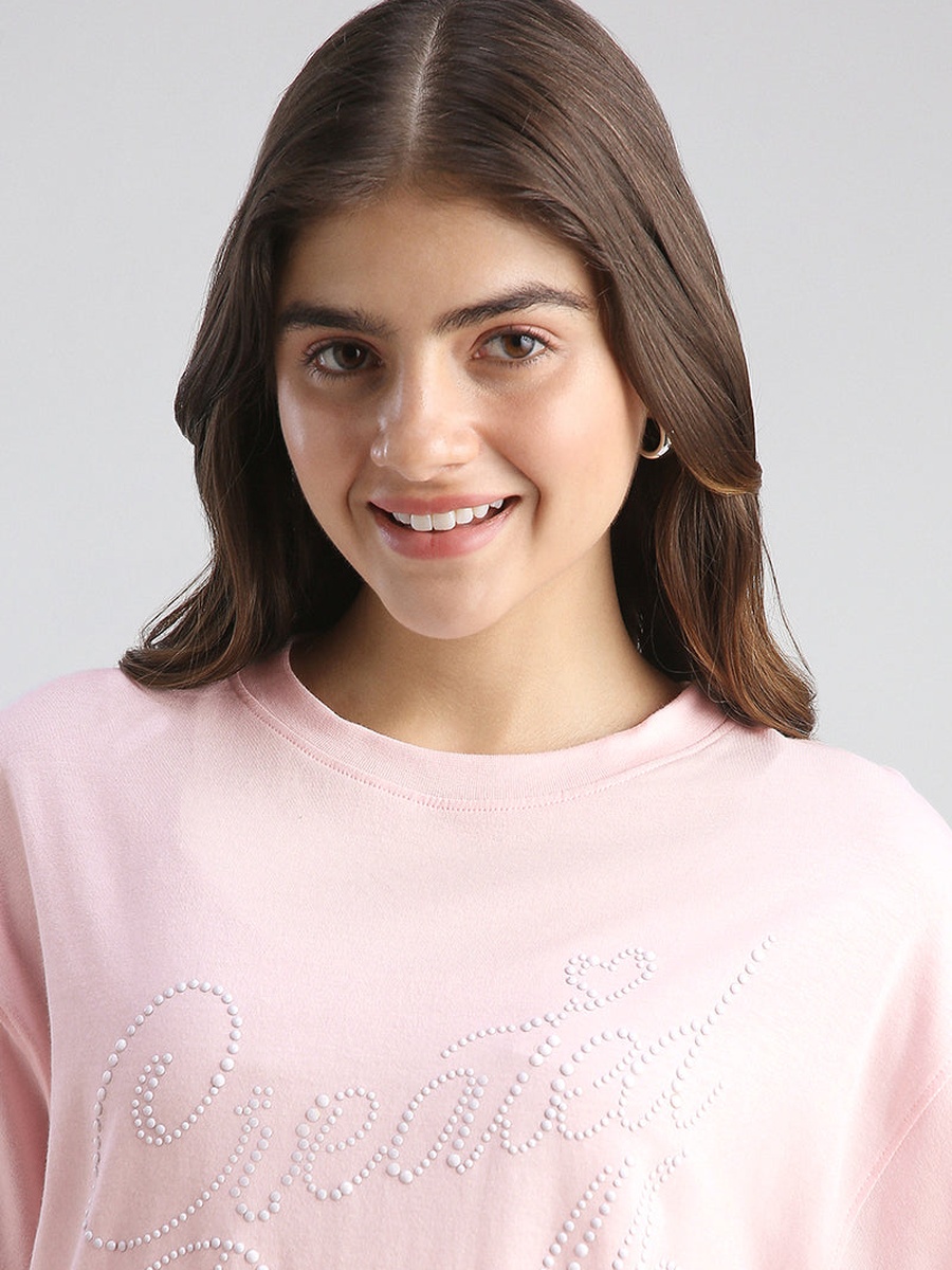 Slogan Embellished Oversized Tshirt