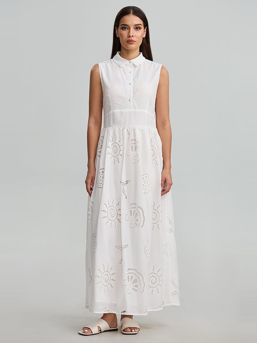 Sleeveless Embroidered Maxi Dress