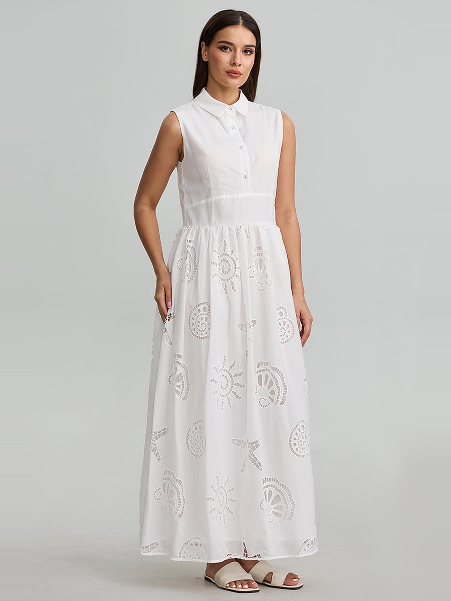Sleeveless Embroidered Maxi Dress