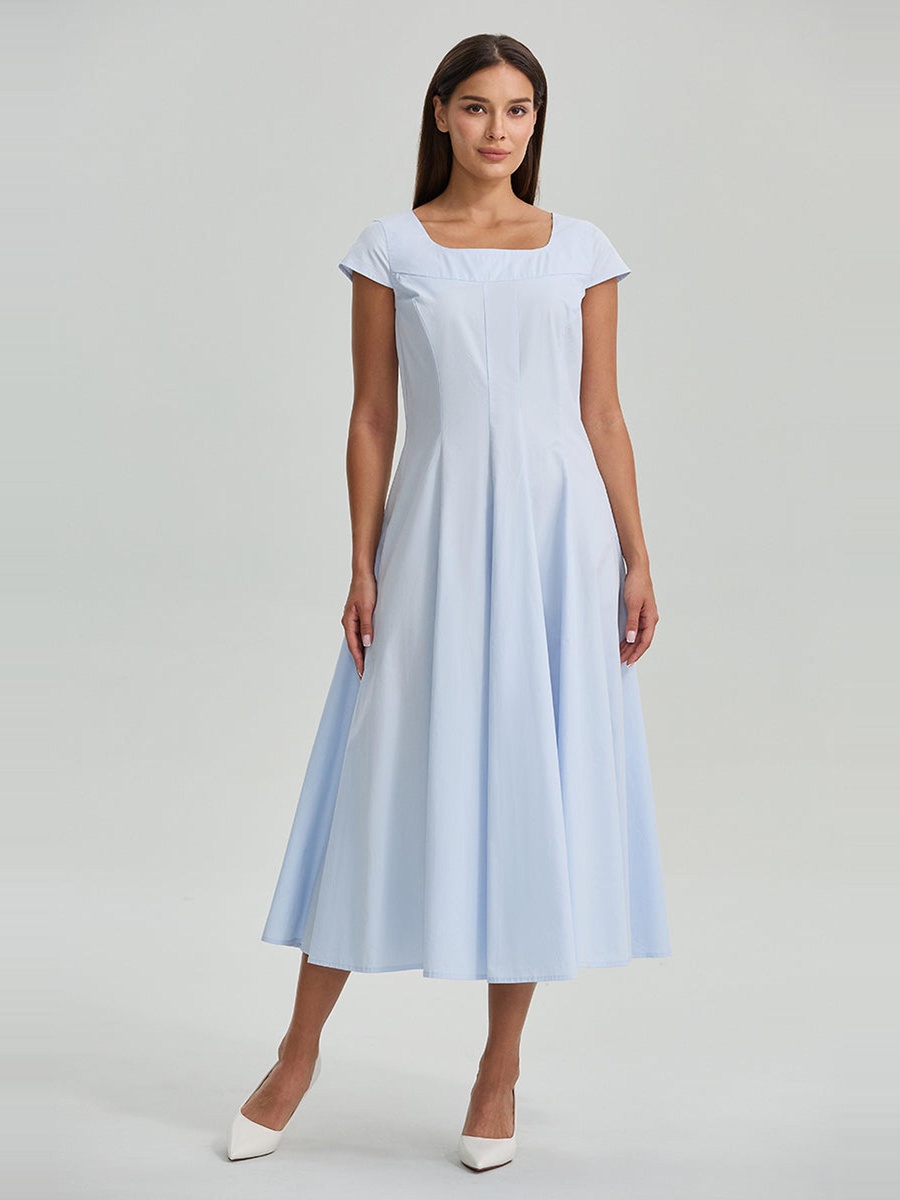 Flared Midi Dress With Sleeves