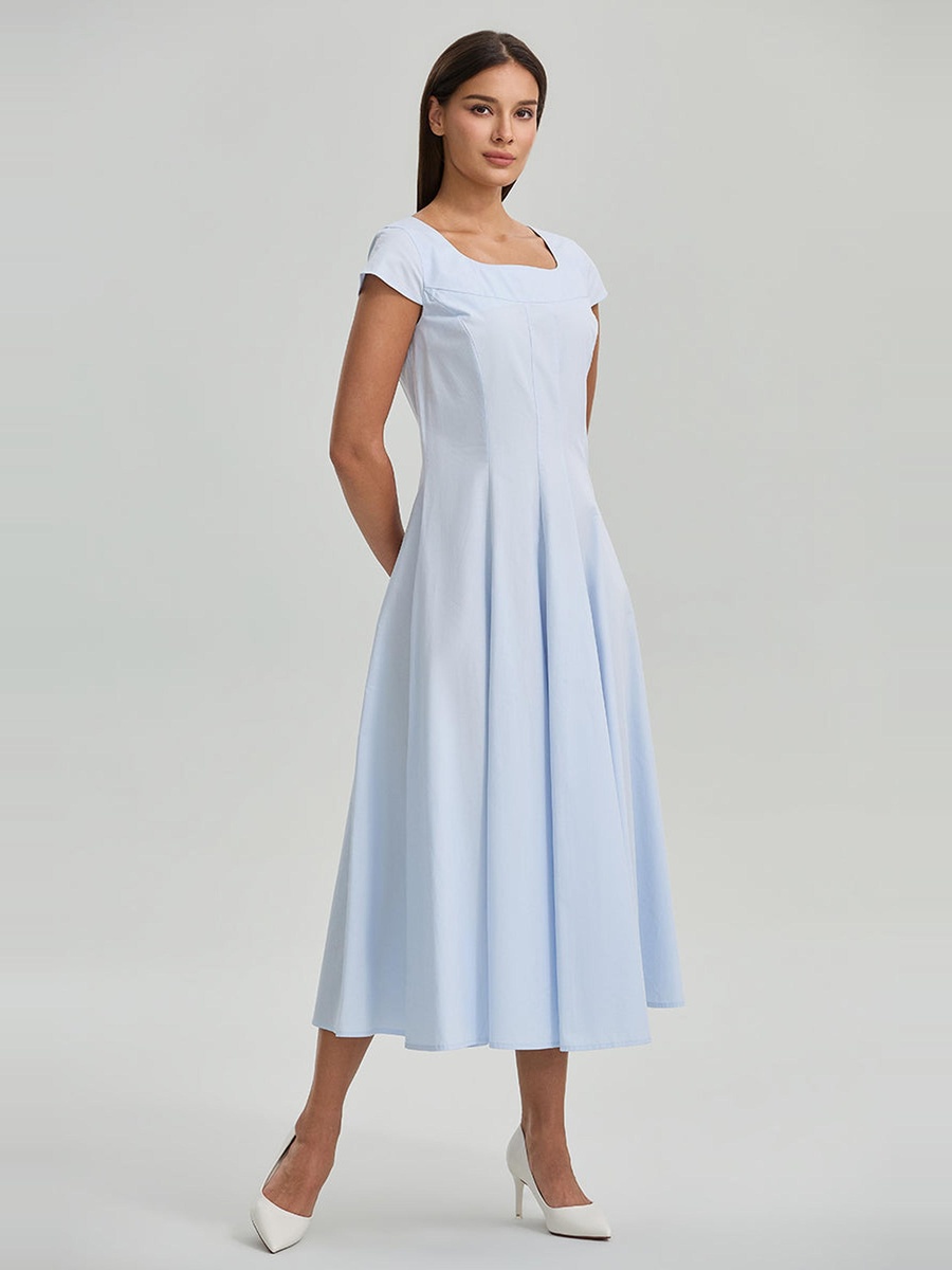 Flared Midi Dress With Sleeves