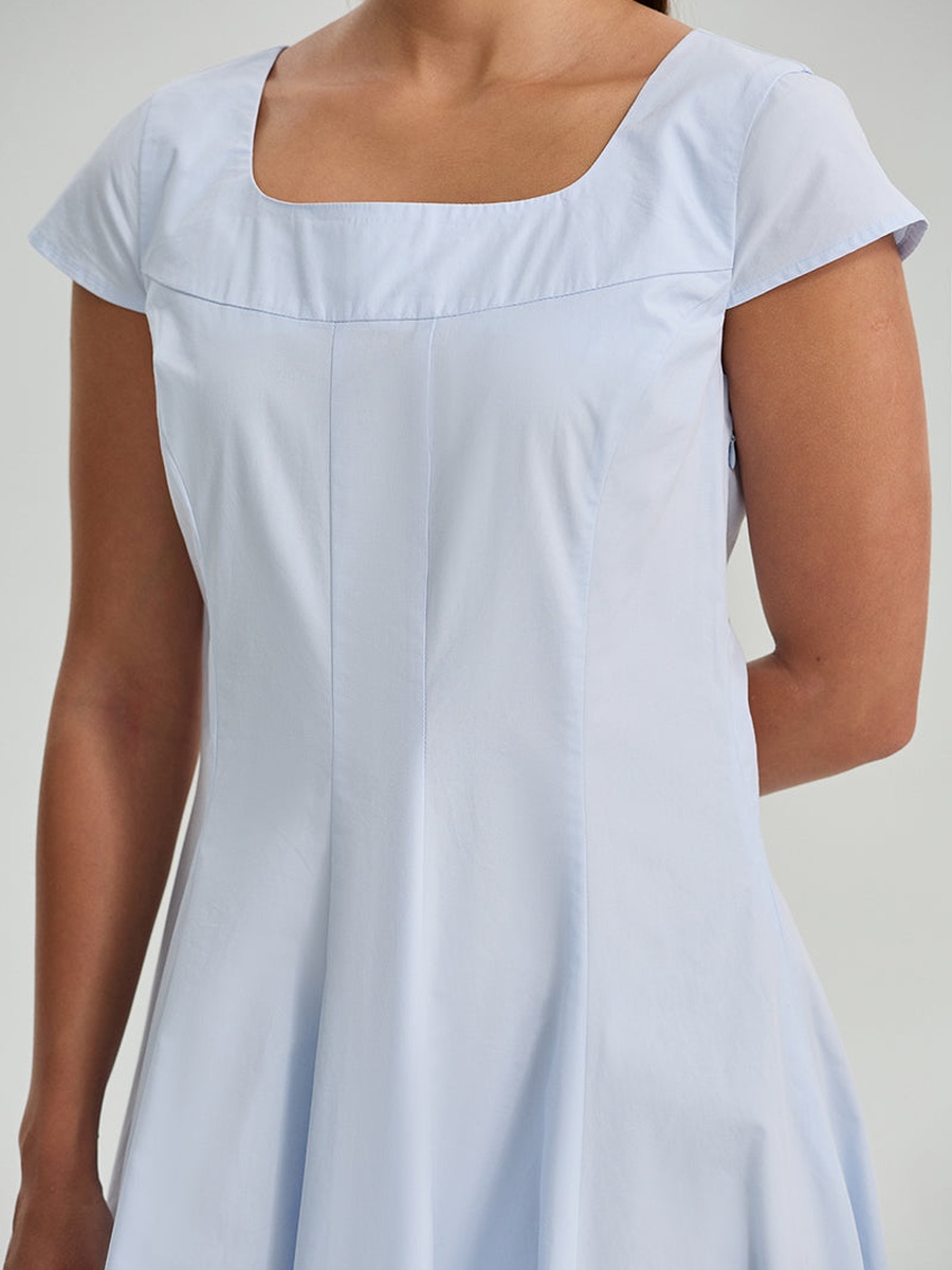 Flared Midi Dress With Sleeves