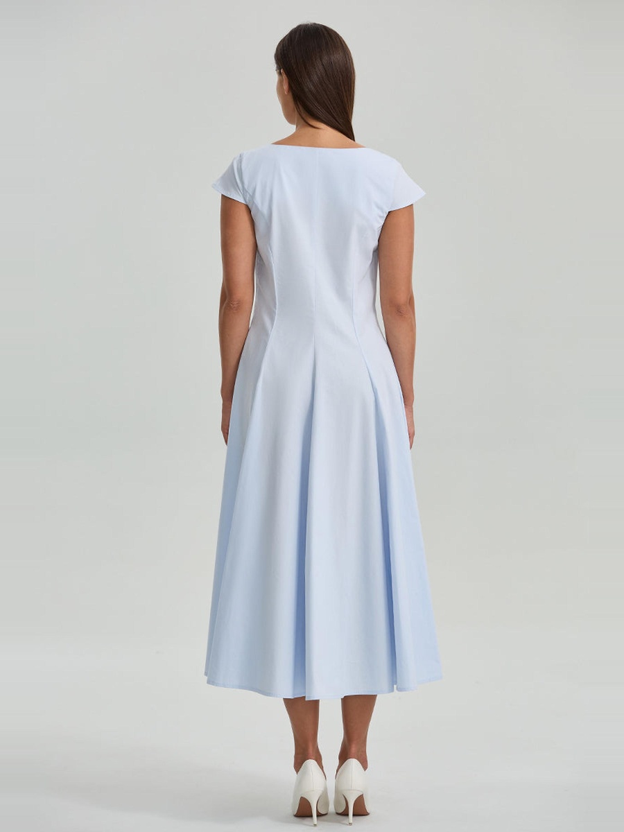 Flared Midi Dress With Sleeves