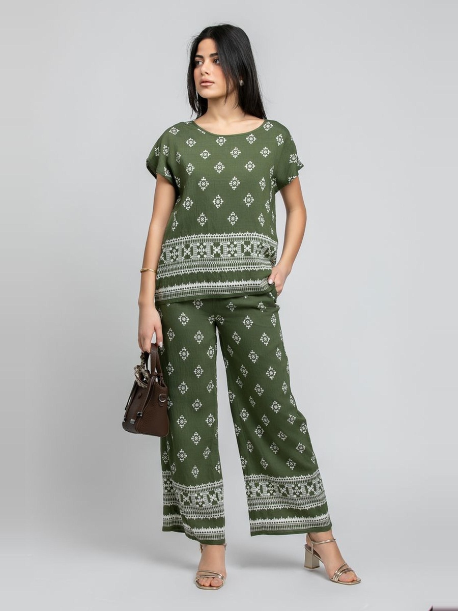 Printed Wide Leg Pants